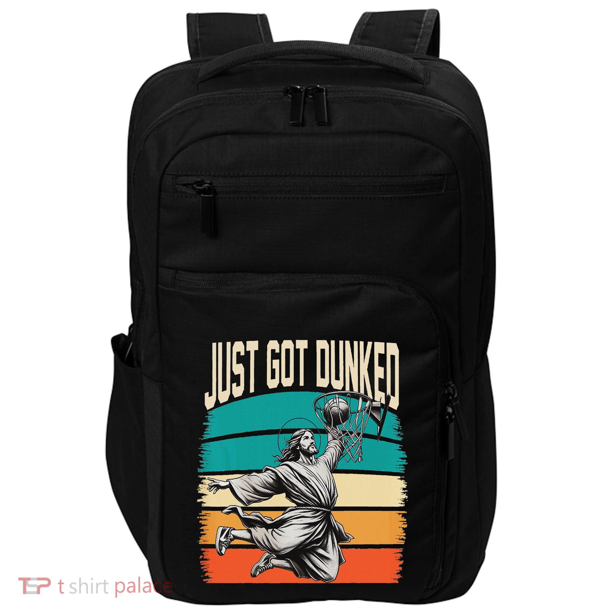 Just Got Dunked Jesus Dunking Baptism Playing Basketball Impact Tech Backpack