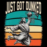 Just Got Dunked Jesus Dunking Baptism Playing Basketball Sustainable Bucket Hat