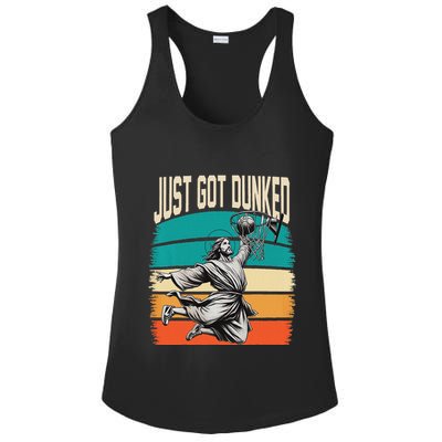 Just Got Dunked Jesus Dunking Baptism Playing Basketball Ladies PosiCharge Competitor Racerback Tank
