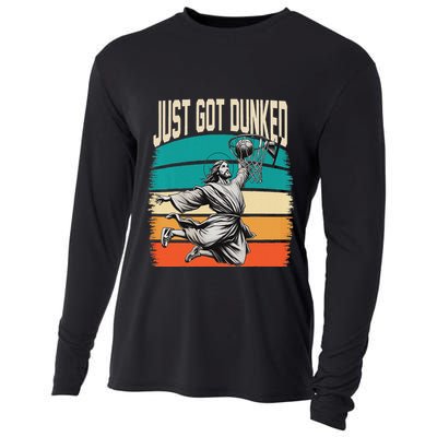 Just Got Dunked Jesus Dunking Baptism Playing Basketball Cooling Performance Long Sleeve Crew