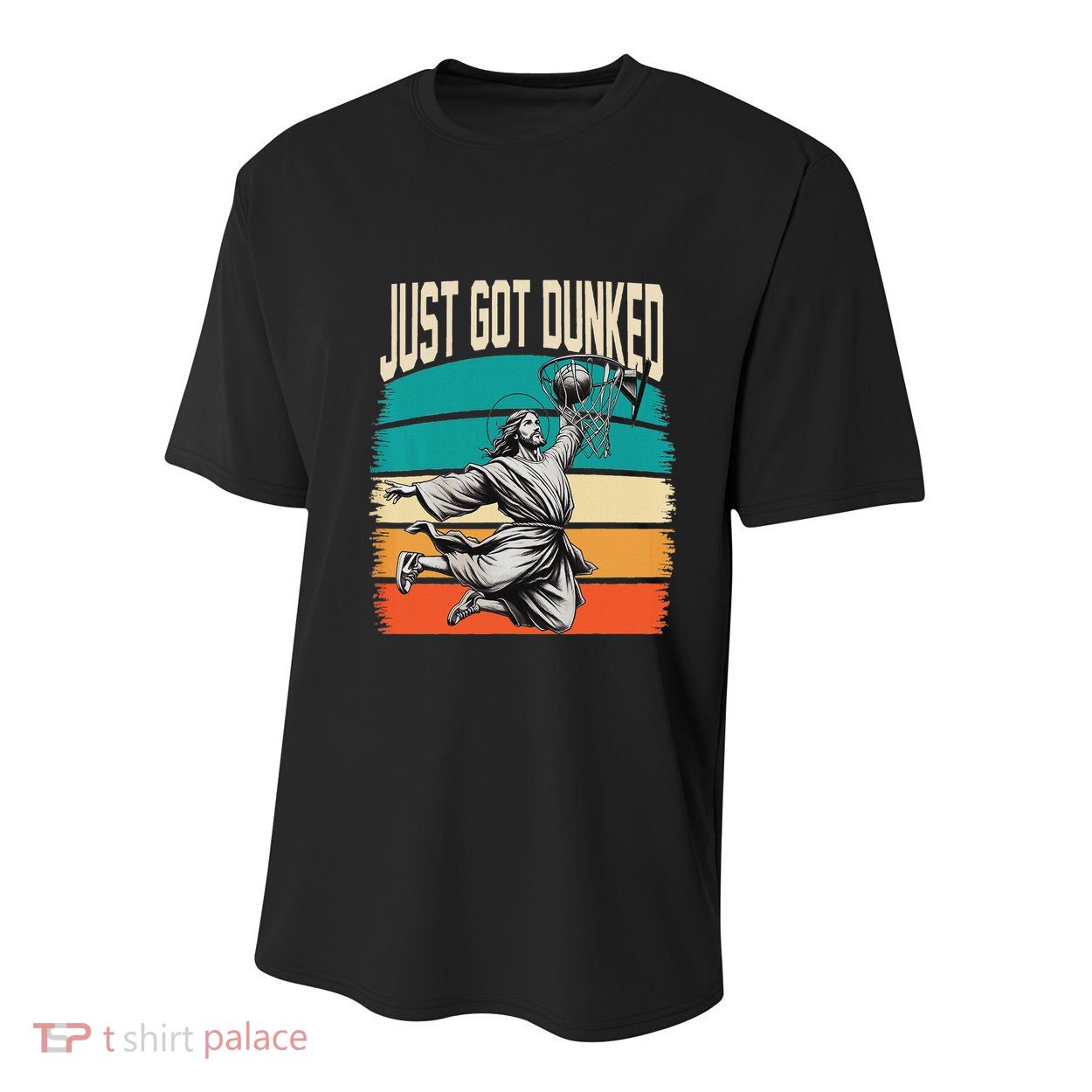 Just Got Dunked Jesus Dunking Baptism Playing Basketball Youth Performance Sprint T-Shirt