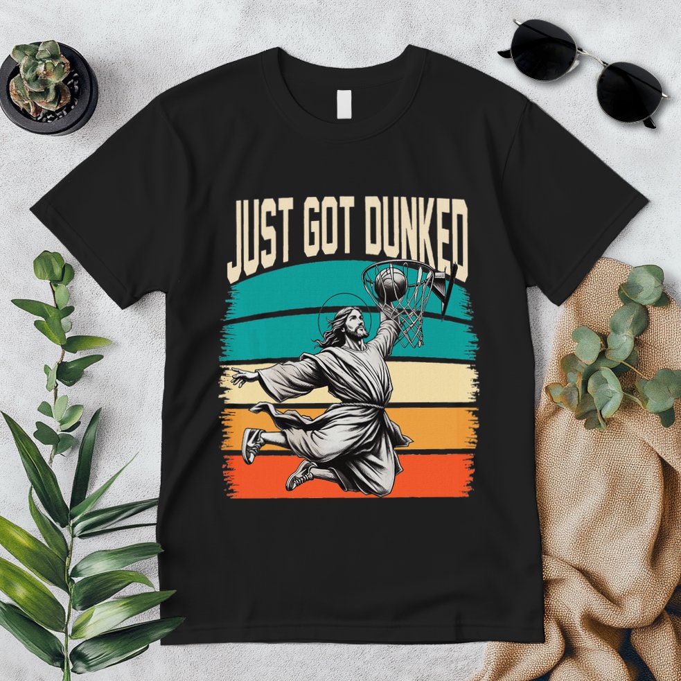 Just Got Dunked Jesus Dunking Baptism Playing Basketball Premium T-Shirt