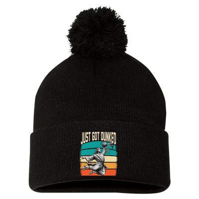 Just Got Dunked Jesus Dunking Baptism Playing Basketball Pom Pom 12in Knit Beanie