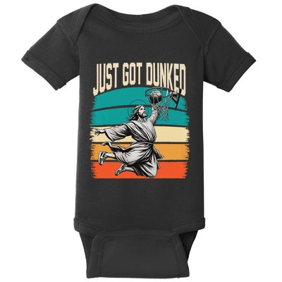 Just Got Dunked Jesus Dunking Baptism Playing Basketball Baby Bodysuit