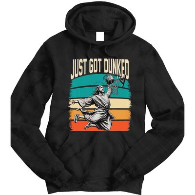 Just Got Dunked Jesus Dunking Baptism Playing Basketball Tie Dye Hoodie