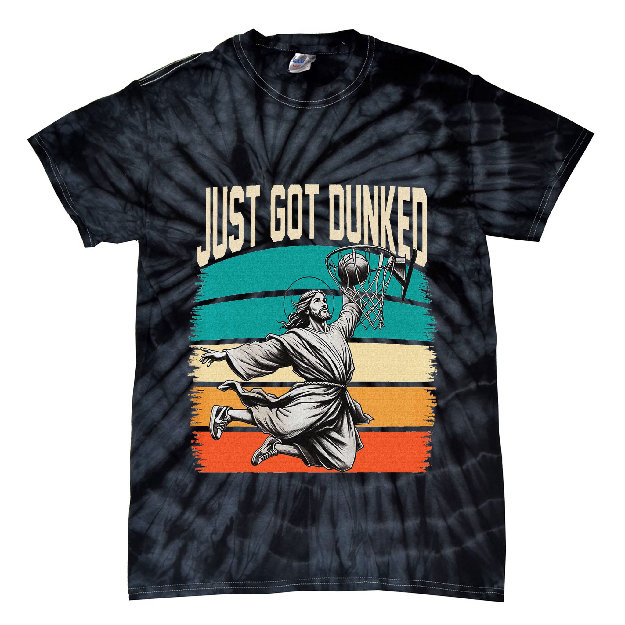 Just Got Dunked Jesus Dunking Baptism Playing Basketball Tie-Dye T-Shirt