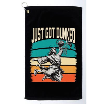 Just Got Dunked Jesus Dunking Baptism Playing Basketball Golf Towel