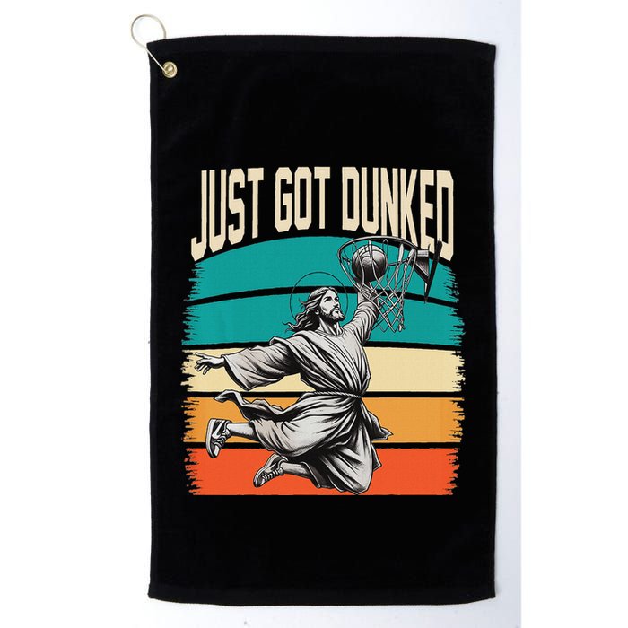 Just Got Dunked Jesus Dunking Baptism Playing Basketball Golf Towel