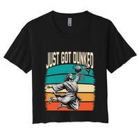 Just Got Dunked Jesus Dunking Baptism Playing Basketball Women's Crop Top Tee