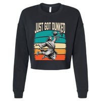 Just Got Dunked Jesus Dunking Baptism Playing Basketball Cropped Pullover Crew