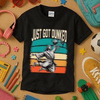 Just Got Dunked Jesus Dunking Baptism Playing Basketball Kids T-Shirt