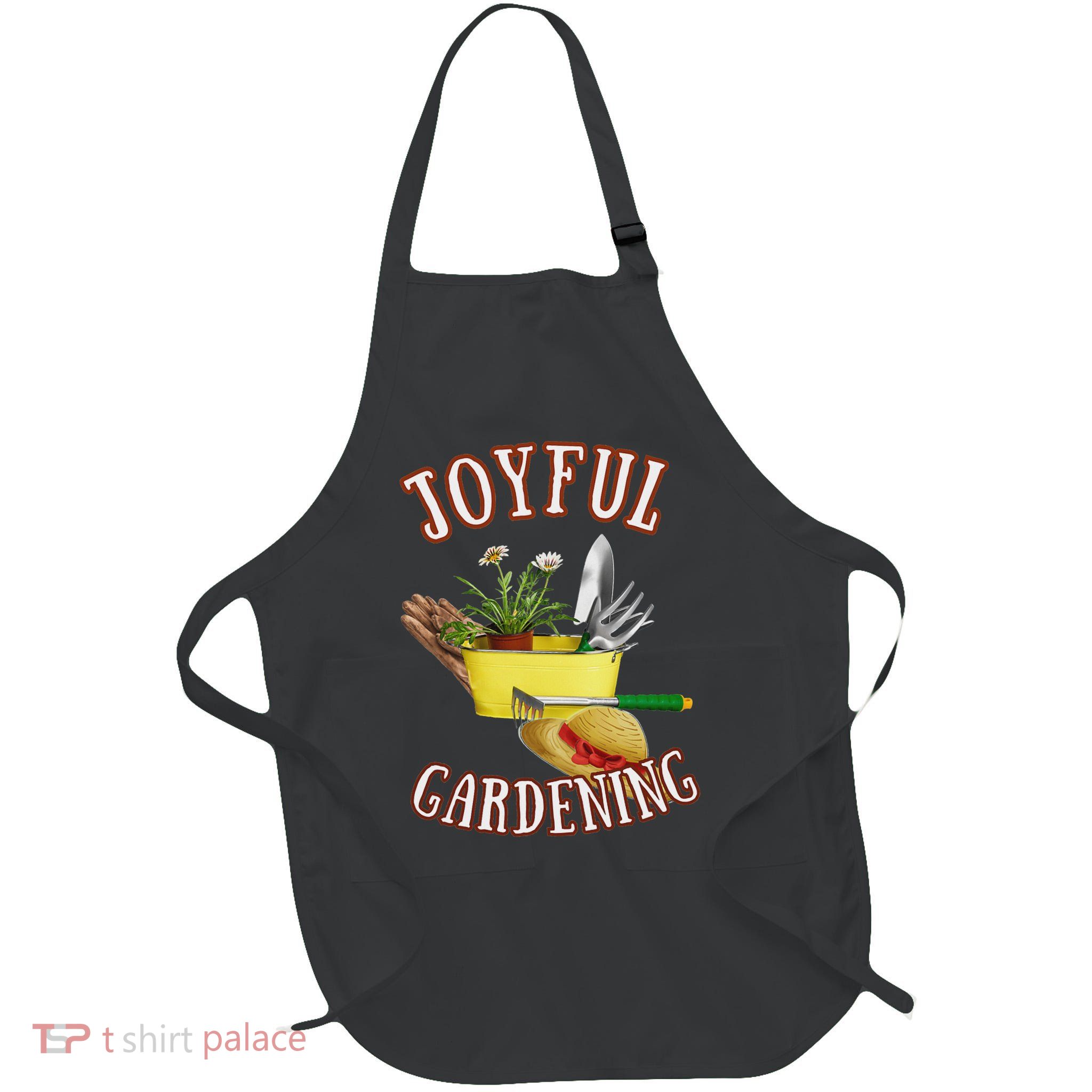 Joyful Gardening – Design With Tools, Flowers, And Hat Full-Length Apron With Pockets