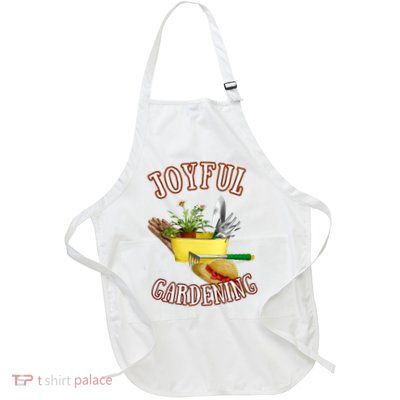 Joyful Gardening – Design With Tools, Flowers, And Hat  Full-Length Apron With Pockets