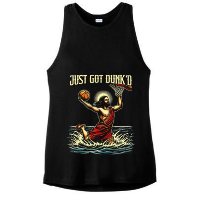 Just Got Dunked Jesus Dunking Baptism Playing Basketball Ladies PosiCharge Tri-Blend Wicking Tank