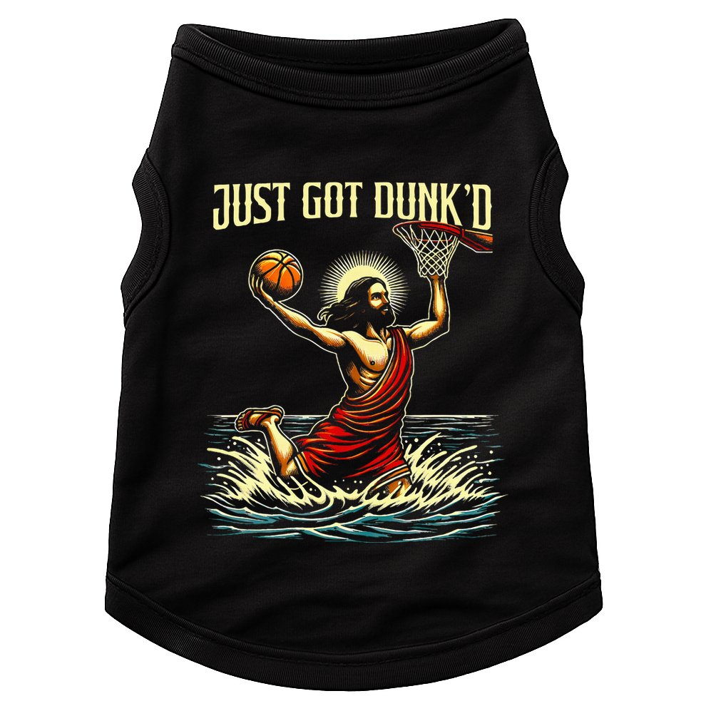 Just Got Dunked Jesus Dunking Baptism Playing Basketball Doggie Tank