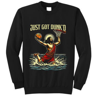 Just Got Dunked Jesus Dunking Baptism Playing Basketball Sweatshirt