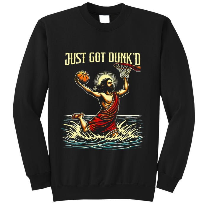 Just Got Dunked Jesus Dunking Baptism Playing Basketball Sweatshirt