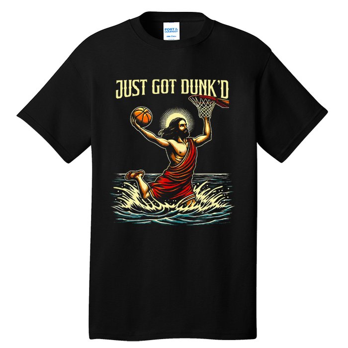 Just Got Dunked Jesus Dunking Baptism Playing Basketball Tall T-Shirt