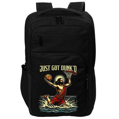 Just Got Dunked Jesus Dunking Baptism Playing Basketball Impact Tech Backpack