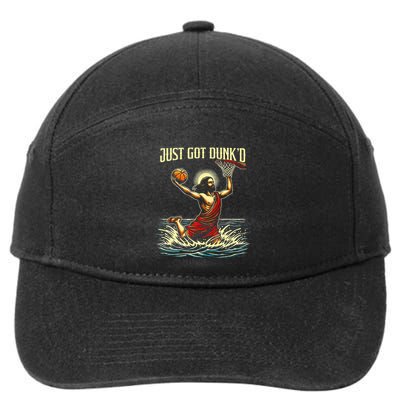 Just Got Dunked Jesus Dunking Baptism Playing Basketball 7-Panel Snapback Hat