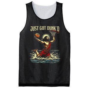 Just Got Dunked Jesus Dunking Baptism Playing Basketball Mesh Reversible Basketball Jersey Tank