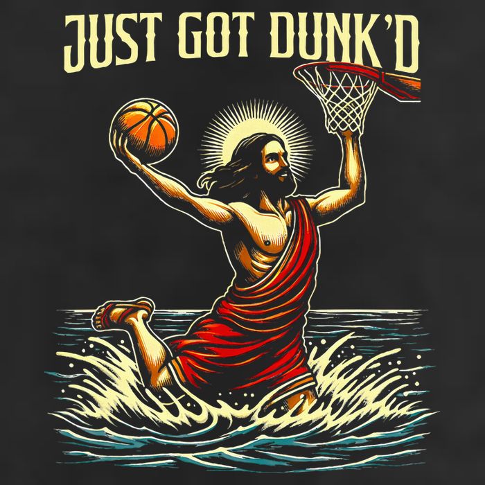 Just Got Dunked Jesus Dunking Baptism Playing Basketball Large Microfiber Waffle Golf Towel