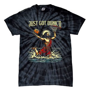 Just Got Dunked Jesus Dunking Baptism Playing Basketball Tie-Dye T-Shirt