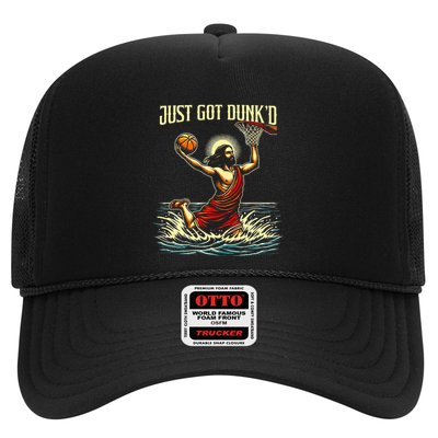 Just Got Dunked Jesus Dunking Baptism Playing Basketball Trucker Hat
