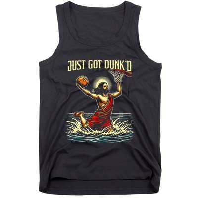 Just Got Dunked Jesus Dunking Baptism Playing Basketball Tank Top