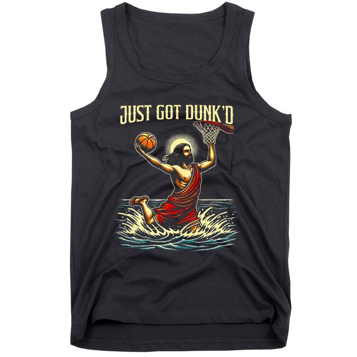 Just Got Dunked Jesus Dunking Baptism Playing Basketball Tank Top