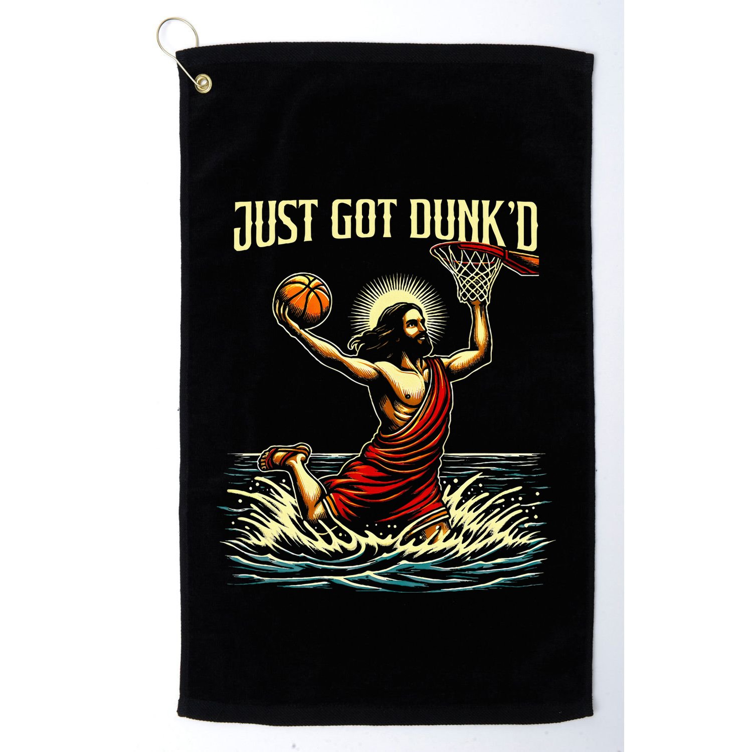 Just Got Dunked Jesus Dunking Baptism Playing Basketball Golf Towel