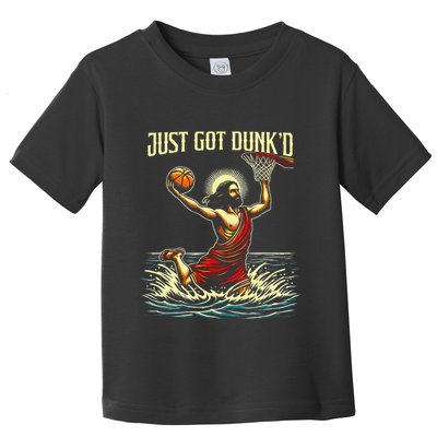 Just Got Dunked Jesus Dunking Baptism Playing Basketball Toddler T-Shirt