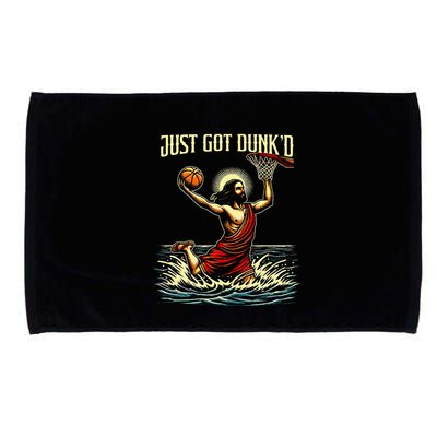 Just Got Dunked Jesus Dunking Baptism Playing Basketball Microfiber Hand Towel