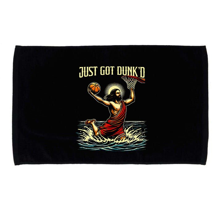 Just Got Dunked Jesus Dunking Baptism Playing Basketball Microfiber Hand Towel