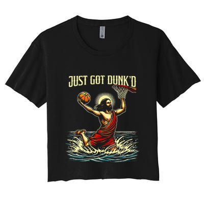 Just Got Dunked Jesus Dunking Baptism Playing Basketball Crop Top