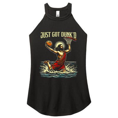 Just Got Dunked Jesus Dunking Baptism Playing Basketball Women's Perfect Tri Rocker Tank