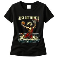 Just Got Dunked Jesus Dunking Baptism Playing Basketball Womens T-Shirt