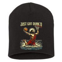 Just Got Dunked Jesus Dunking Baptism Playing Basketball Short Acrylic Beanie