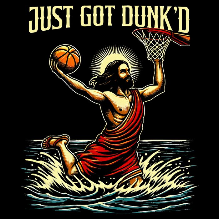 Just Got Dunked Jesus Dunking Baptism Playing Basketball Short Acrylic Beanie