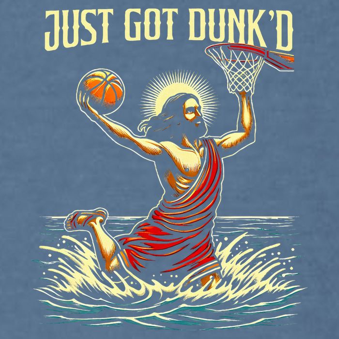 Just Got Dunked Jesus Dunking Baptism Playing Basketball Garment-Dyed Sweatshirt
