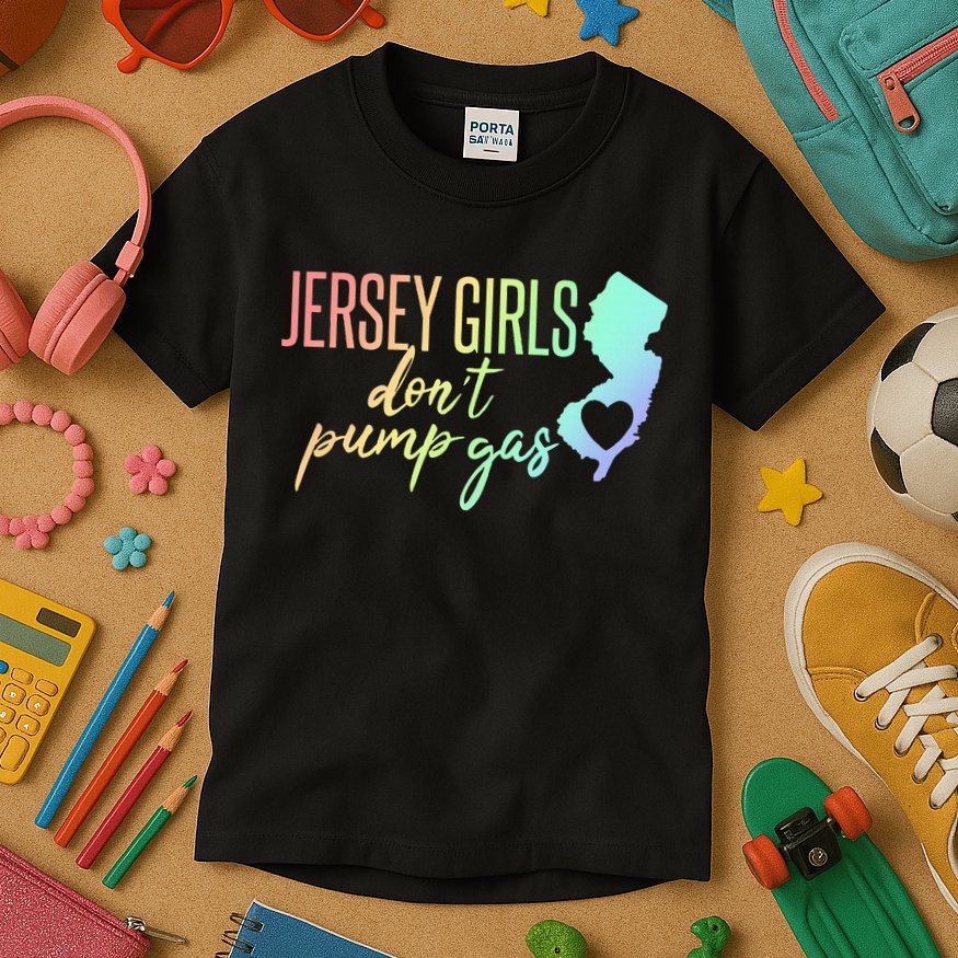 Jersey Girl Dont Pump Gas State Heart Kids T-Shirt