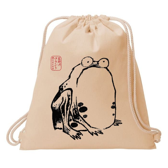 Japanese Grumpy Frog Ukiyoe Anime Japanese Drawstring Bag