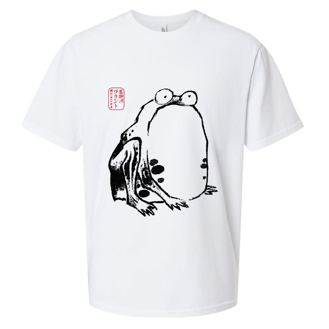 Japanese Grumpy Frog Ukiyoe Anime Japanese Sueded Cloud Jersey T-Shirt