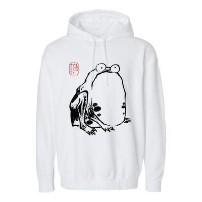 Japanese Grumpy Frog Ukiyoe Anime Japanese Garment-Dyed Fleece Hoodie