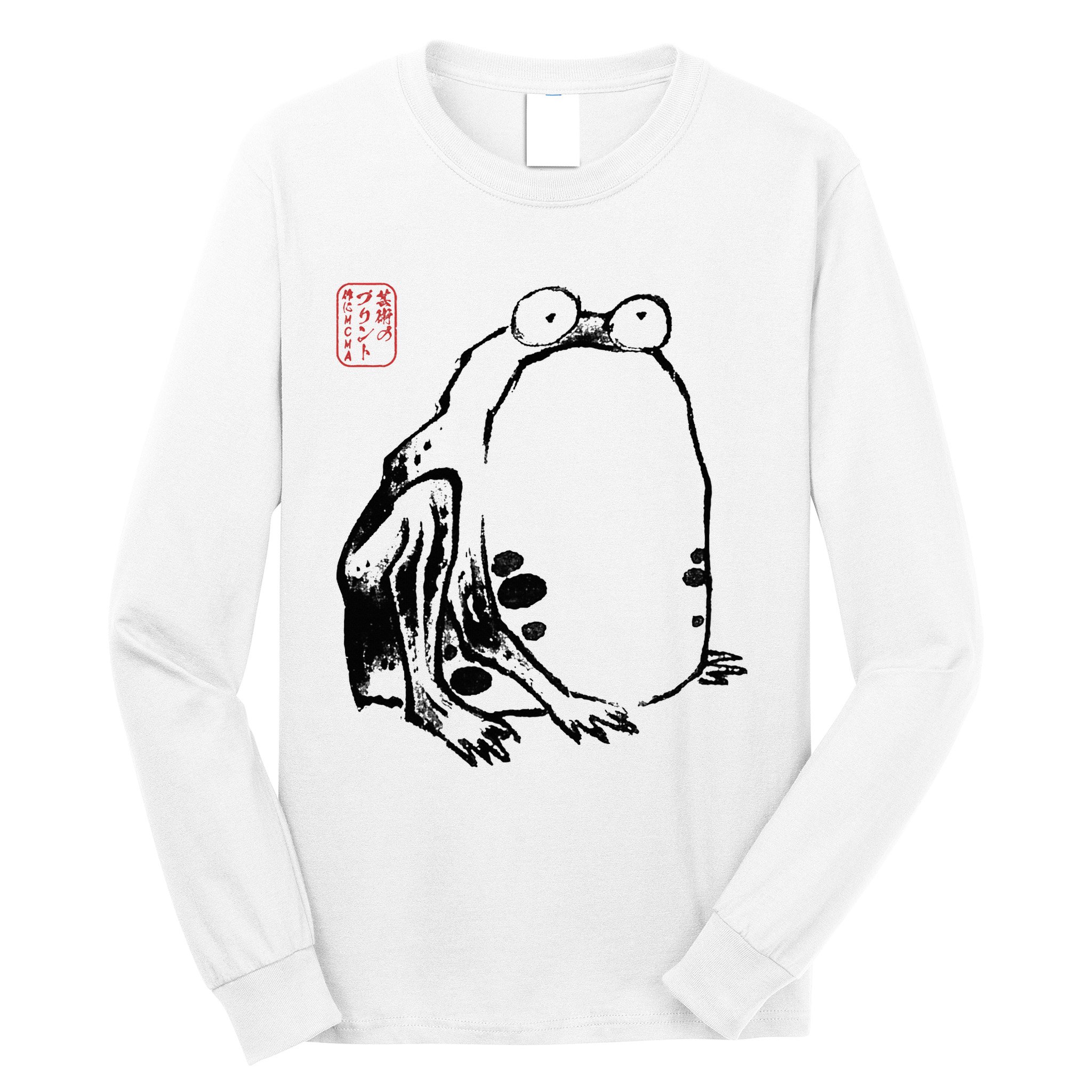 Japanese Grumpy Frog Ukiyoe Anime Japanese Long Sleeve Shirt