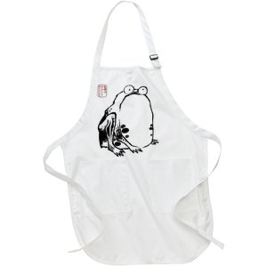 Japanese Grumpy Frog Ukiyoe Anime Japanese Full-Length Apron With Pockets