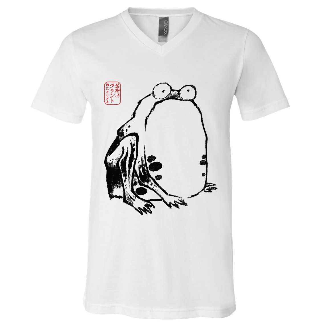 Japanese Grumpy Frog Ukiyoe Anime Japanese V-Neck T-Shirt