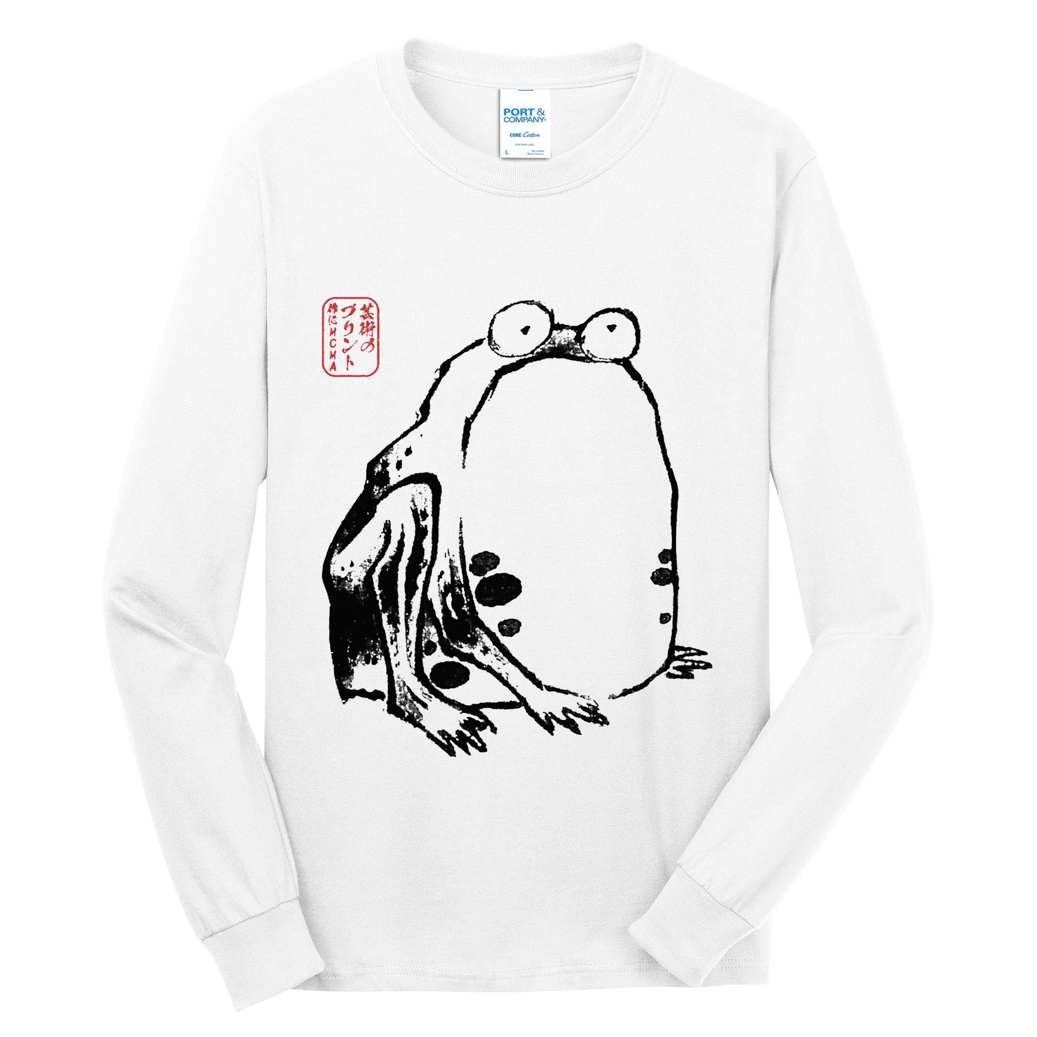 Japanese Grumpy Frog Ukiyoe Anime Japanese Tall Long Sleeve T-Shirt