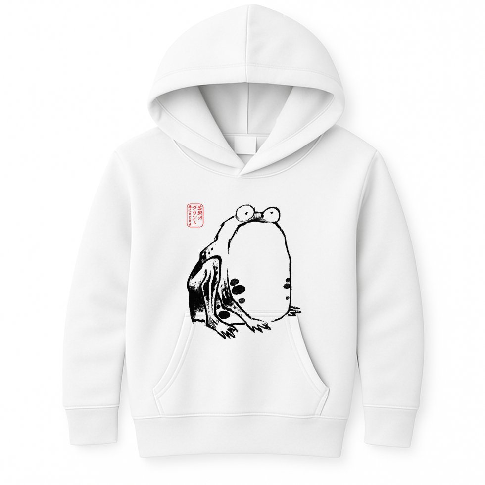 Japanese Grumpy Frog Ukiyoe Anime Japanese Kids Hoodie