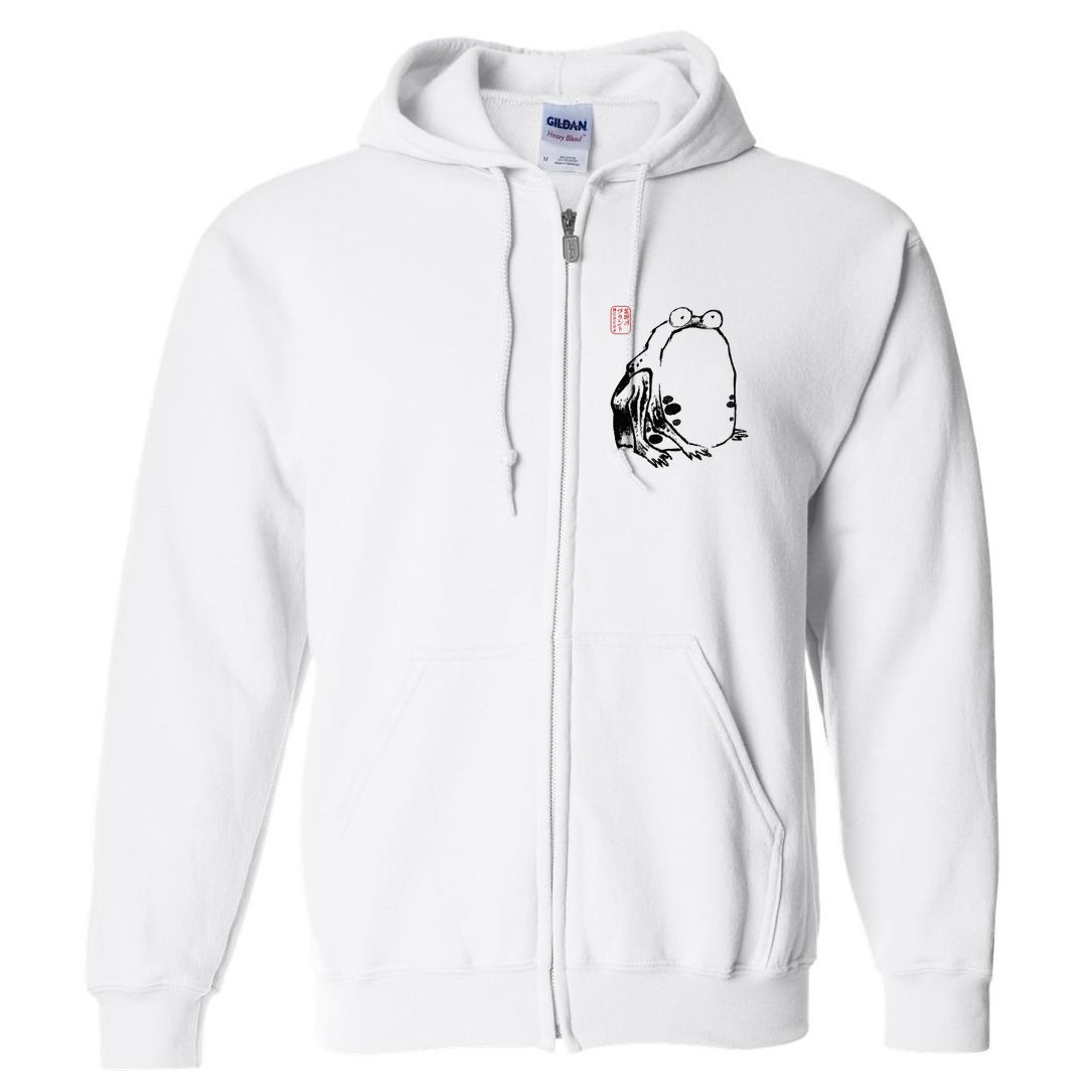 Japanese Grumpy Frog Ukiyoe Anime Japanese Full Zip Hoodie